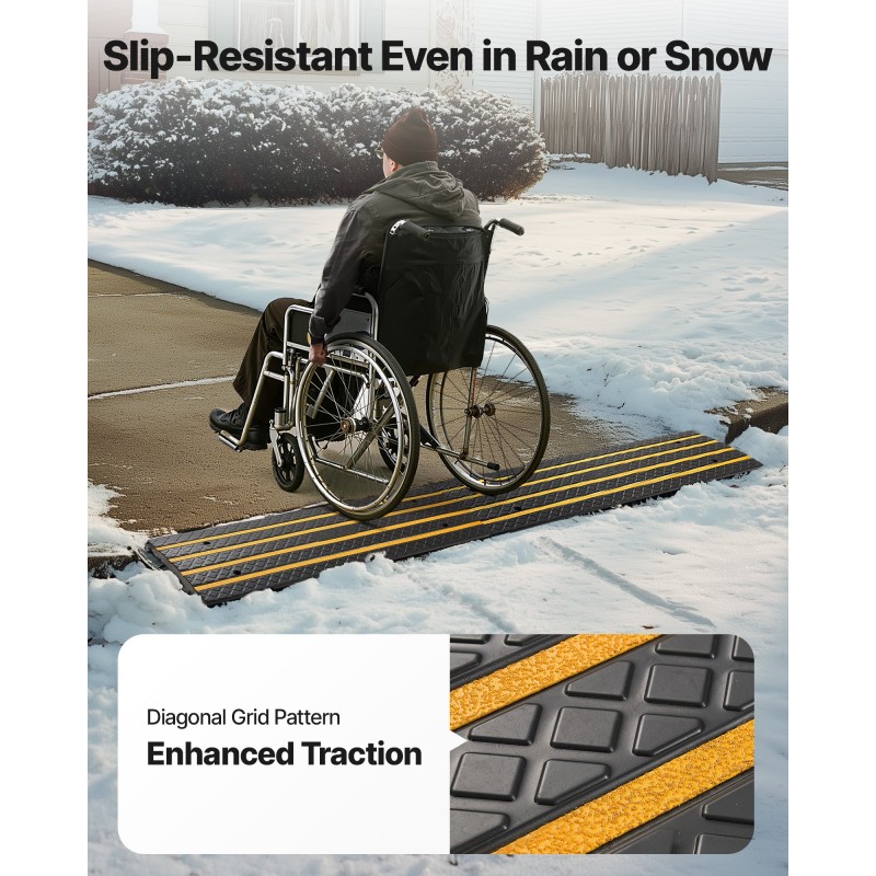 Kuminen reunakynnys 66 mm nousu 15 tonnin kantavuus keltaisilla heijastinnauhoilla 1 kpl