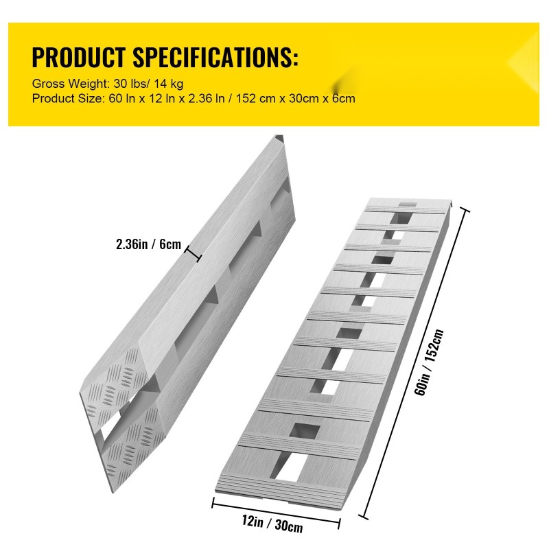Alumiinirampit 1520×305 mm pari 2722 kg kantavuus moottoripyörille