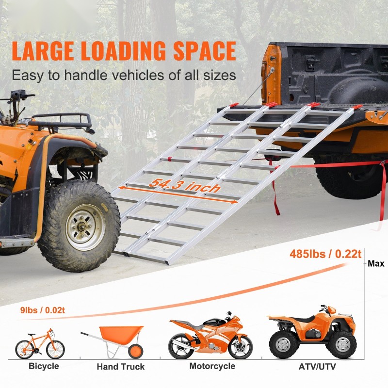 Alumiininen kolmiosainen lastausramppi 1956×1379 mm 0,7 t kuormahihnoin