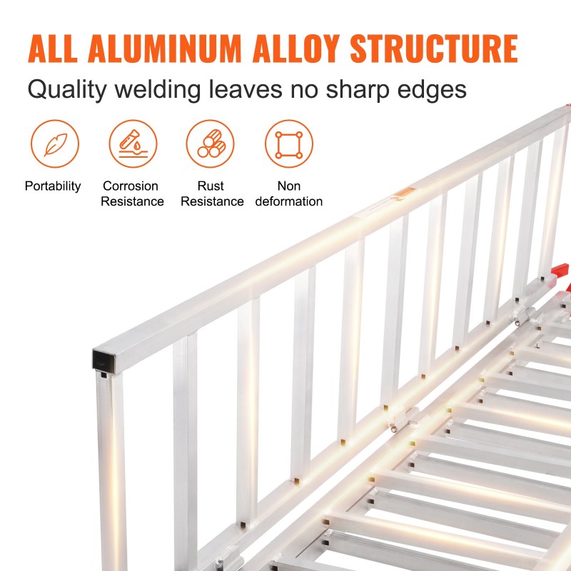 Alumiininen kolmiosainen lastausramppi 1956×1379 mm 0,7 t kuormahihnoin