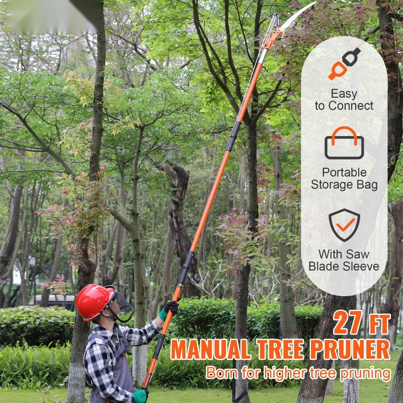 Oksasaha lasikuituvarrella 2,2–8,2 m teräksinen terä puiden pensaiden leikkaukseen