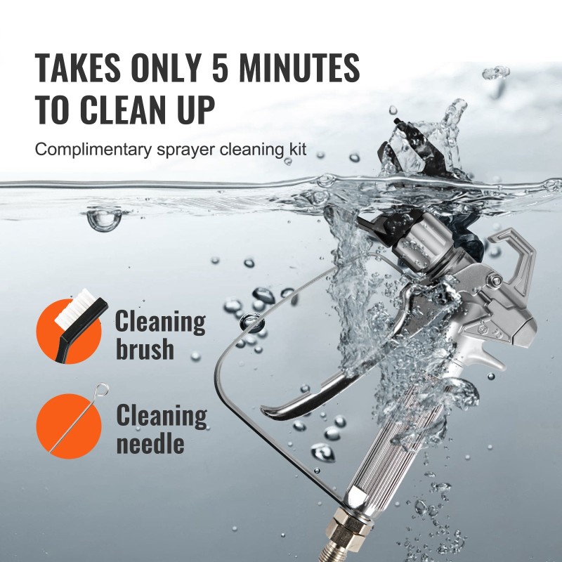 Sähkökäyttöinen jalallinen korkeapaineruiskumaalain 650 wattia 200 barin alumiinivarsi 7,5 metrin letku