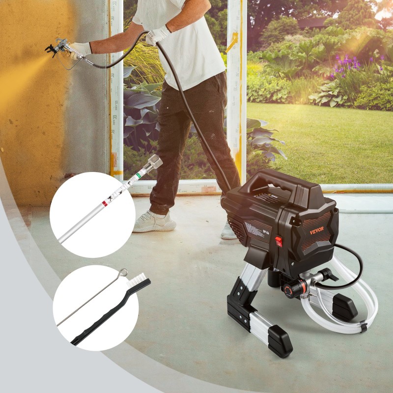 Sähkökäyttöinen jalallinen korkeapaineruiskumaalain 650 wattia 200 barin alumiinivarsi 7,5 metrin letku