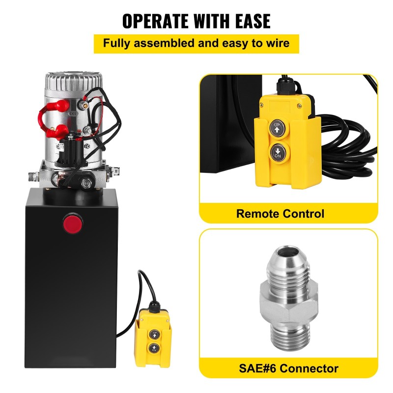 Hydraulipumppu yksitoiminen 10 L metallisäiliö 12 V 1,6–3,0 kW