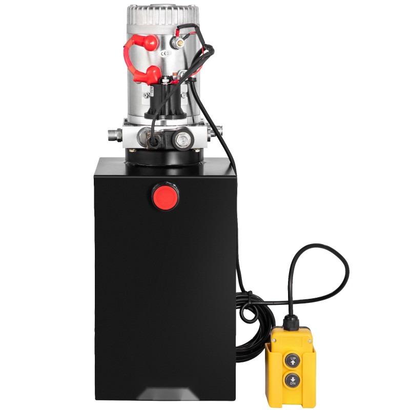 Yksitoiminen hydraulipumppu 12V metallisellä 15L säiliöllä kippiperävaunuihin