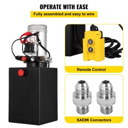 Kaksitoiminen hydraulipumppu 12 kvartin terässäiliöllä 12 voltin moottorilla kippiperävaunuille