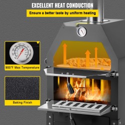 Ulkopizzauuni 12-tuumainen teräs eristetty monipolttoaineinen liikuteltavilla pyörillä