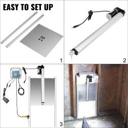 Automaattinen kanalan ovi alumiinirakenteinen 32 x 30 cm infrapunatunnistimella kaukosäätimillä