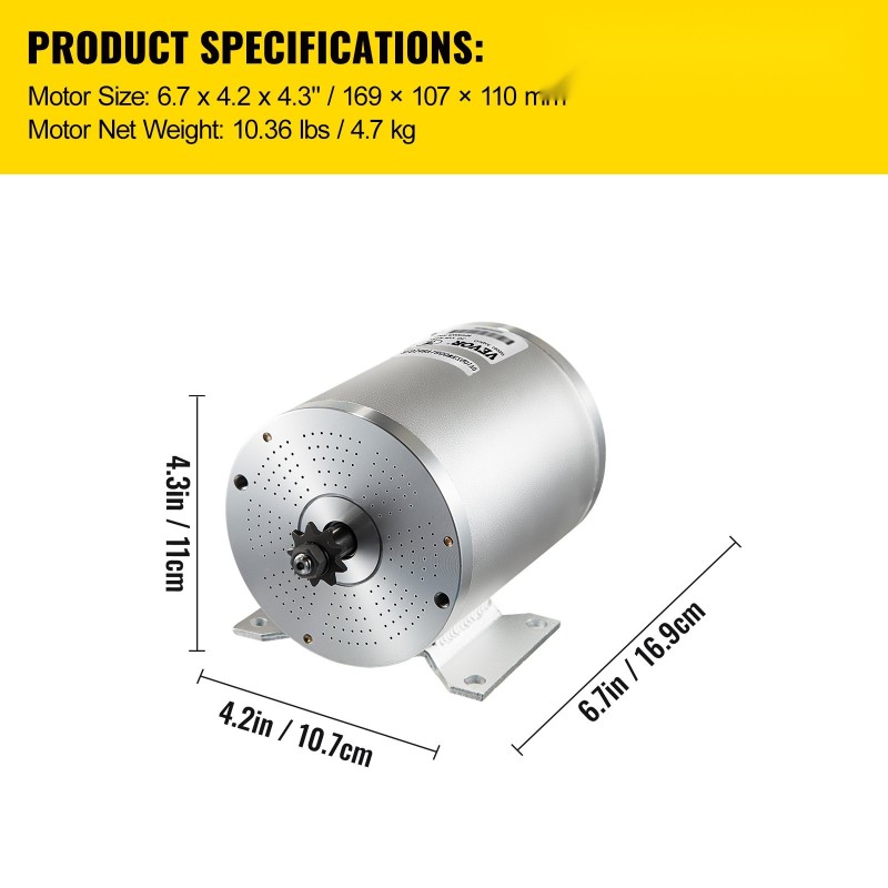 Harjaton 48V 2000W tasavirtamoottori ohjaimella täyskuparinen alumiiniseoskuorinen sähköskoottereihin golfkärryihin