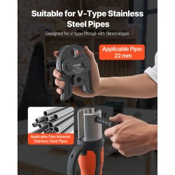 Puristusleuka V-tyypin 22 mm karkaistusta teräksestä ruostumattomille putkille 1 kpl