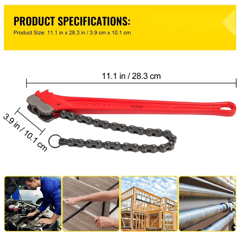 Putkiketjuavain hiiliteräs 36 tuumaa ketju 760 mm puristuskapasiteetti 110–185 mm