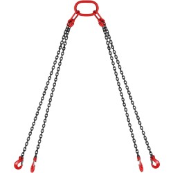 Neljalkainen G80 seosteräksinen 8 mm nostoketju 300 cm 5 t lukittavat koukut