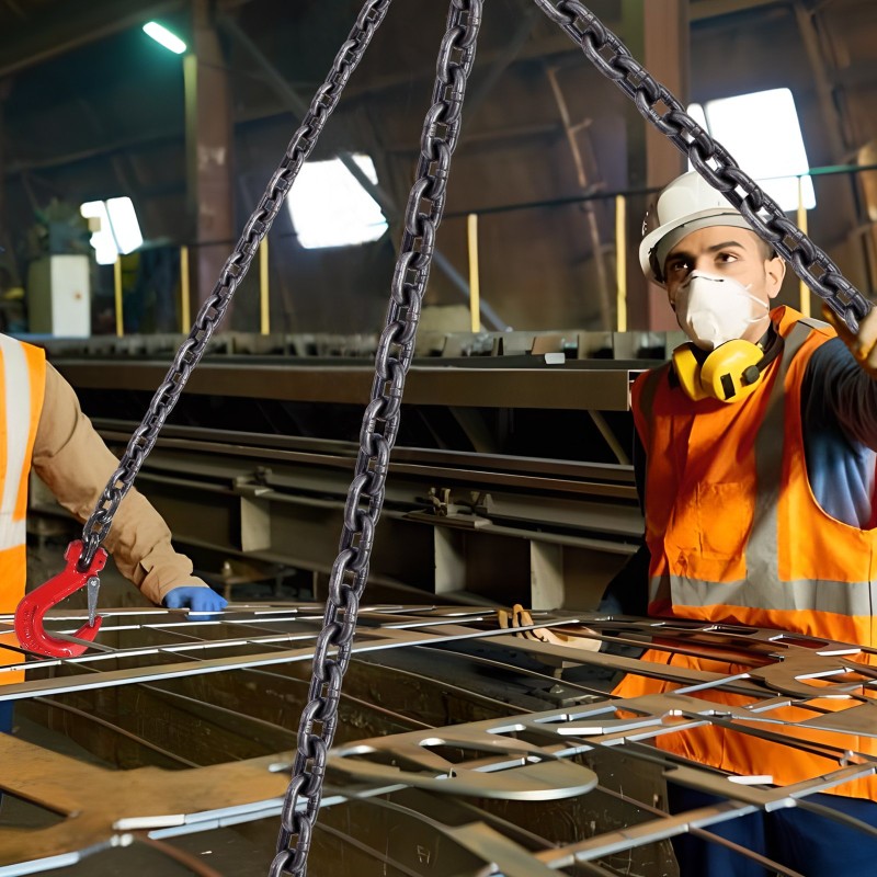 Teräsnostoketju G80 10 mm 300 cm nelijalkainen jousilukitteisilla koukuilla 8344 kg