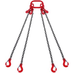 Teräsnostoketju G80 10 mm 300 cm nelijalkainen jousilukitteisilla koukuilla 8344 kg