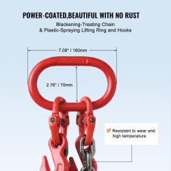 Nostoketju teräs G80 9,5 mm 182,9 cm 2-haarainen jousilukollisilla koukuilla 5000 kg