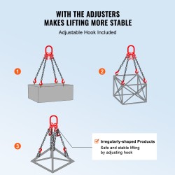 Nelijalkainen nostoketju G80 teräs 8 mm 300 cm 5000 kg jousilukolliset koukut