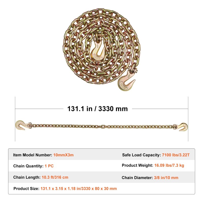 Kuljetussidontaketju G80 10 mm 316 cm 3,22 t työkuorma 1 kpl