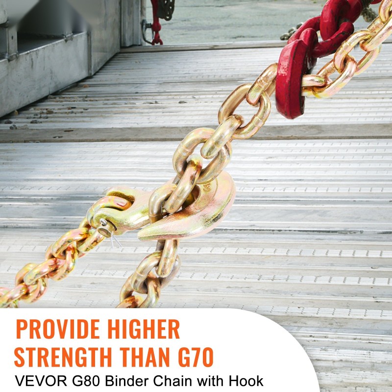 Kuljetusketju G80 mangaaniteräksinen galvanoitu 5/16 tuumaa 20 jalkaa tartuntakoukuilla 2 kpl