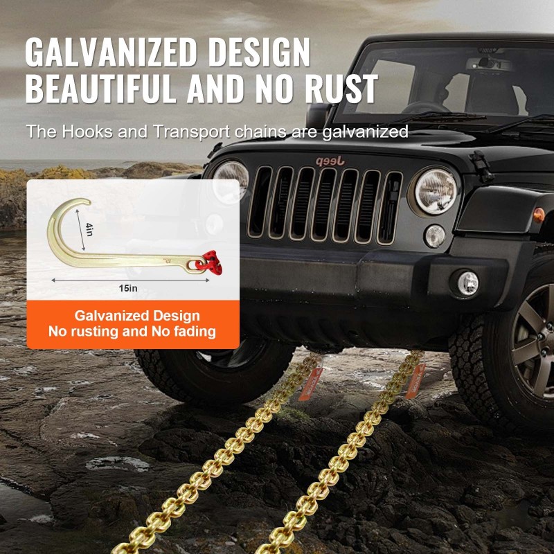 J-koukkuketjusarja 2 kpl G80 manganteräs 8 mm 180 cm galvanoitu 2448 kg