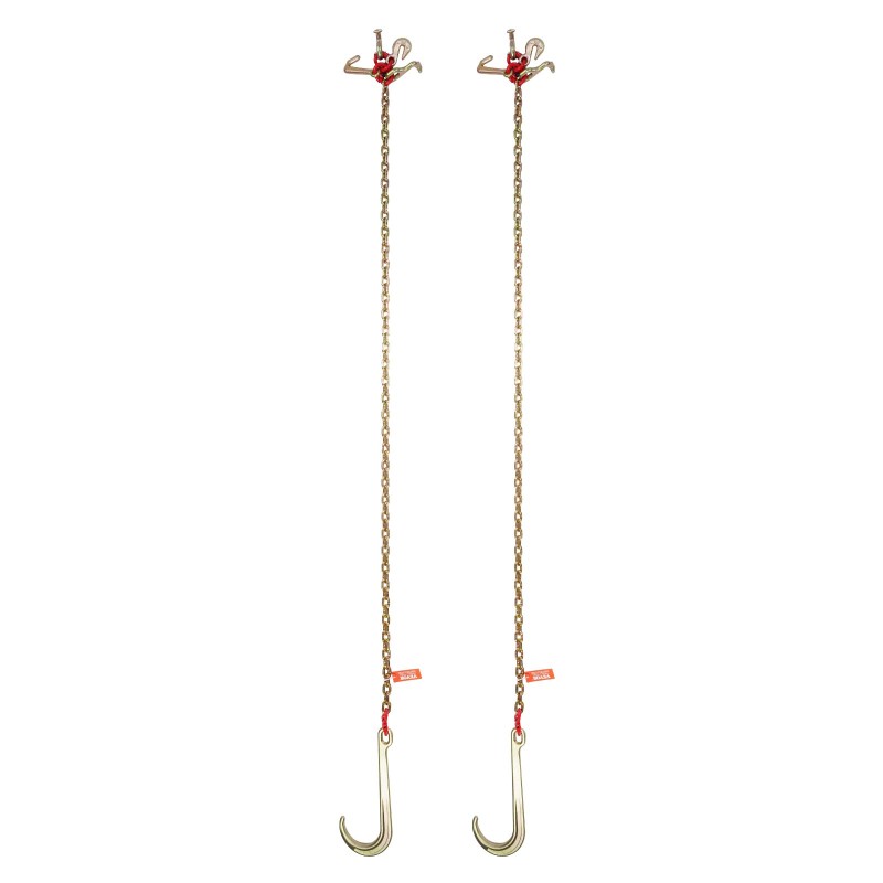 J-koukkuketjusarja 2 kpl G80 manganteräs 8 mm 180 cm galvanoitu 2448 kg