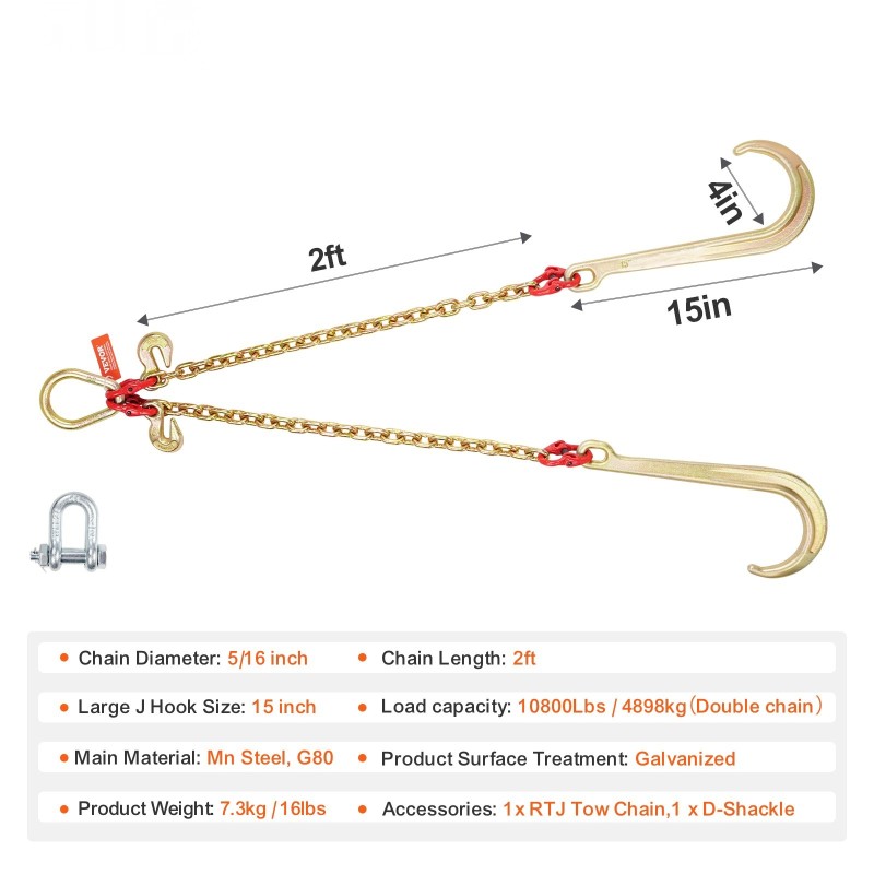 V-muotoinen hinausketju sinkitty Mn-teräs G80 8 mm 60 cm 4898 kg