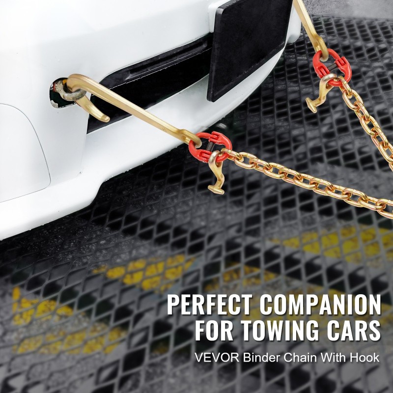 V-mallinen lujuusluokan G80 hinausketju mangaaniteräs 10 mm kahdella 60 cm haaralla galvanoitu