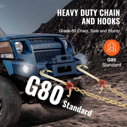 V-mallinen lujuusluokan G80 hinausketju mangaaniteräs 10 mm kahdella 60 cm haaralla galvanoitu