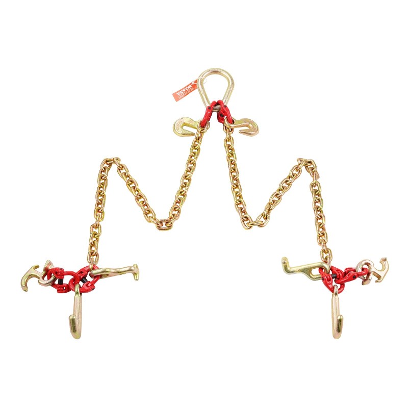 V-muotoinen vetoketju G80-luokan mangaaniteräs 8 mm 90 cm galvanoitu monikoukkuinen 4898 kg