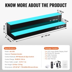 Akryylinen kaksitasoinen pulloteline 761 mm LED-valaistu RF-kaukosäädin sovellusohjaus