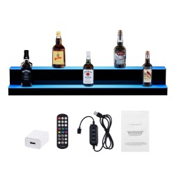 Akryylipulloteline LED-valaistu kaksitasoinen 40 tuuman monivärinen RF-kaukosäätimellä ja sovelluksella ohjattava kotibaariin