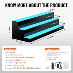 Monivärinen LED-valaistu akryylipulloteline 1015 mm RF-kaukosäädin sovellusohjaus