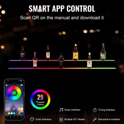 Pulloteline akryylinen 2-tasoinen 60-tuumainen LED-valaistu monivärisellä valaistuksella RF-kaukosäätimellä ja