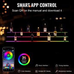 Akryylinen pulloteline 152,4 cm 3-portainen monivärinen LED-valaistus radiokaukosäädin sovellusohjaus