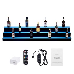 Akryylinen pulloteline 152,4 cm 3-portainen monivärinen LED-valaistus radiokaukosäädin sovellusohjaus