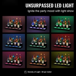 Akryylinen 2-tasoinen pulloteline 60 cm monivärinen LED RF-kaukosäädöllä ja sovellusohjauksella