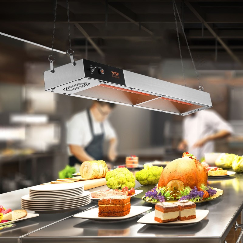 Lämpölamppu ranskanperunoille 850W 40–50°C 304 ruostumaton teräs 915 mm ruokapihdit mukana