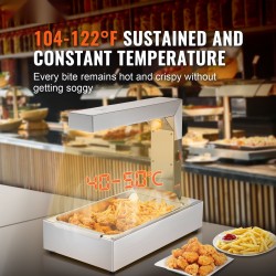 Ranskanperunoiden lämpölamppu 304 ruostumatonta terästä 750W 40–50°C pöytämalli