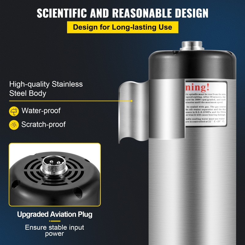 Ilmakylmä karamoottori 2,2 kW ER20 220 V neljällä laakerilla CNC-jyrsintään