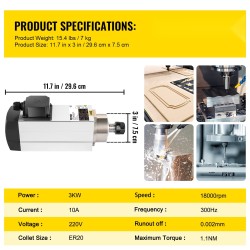 Ilmajäähdytteinen karamoottori 3 kW 220V ER20-istukka nelilaakeroinen alumiinirunko