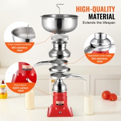 Sähköinen kermanerotin 304 ruostumatonta terästä 5 litran kulholla 100 litraa tunnissa