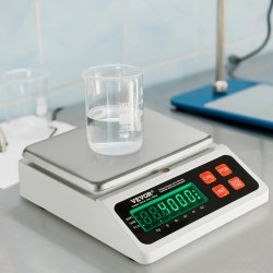 Teollinen laskentavaaka 10 kg 0,1 g ruostumaton teräsalusta osille ja kolikoille