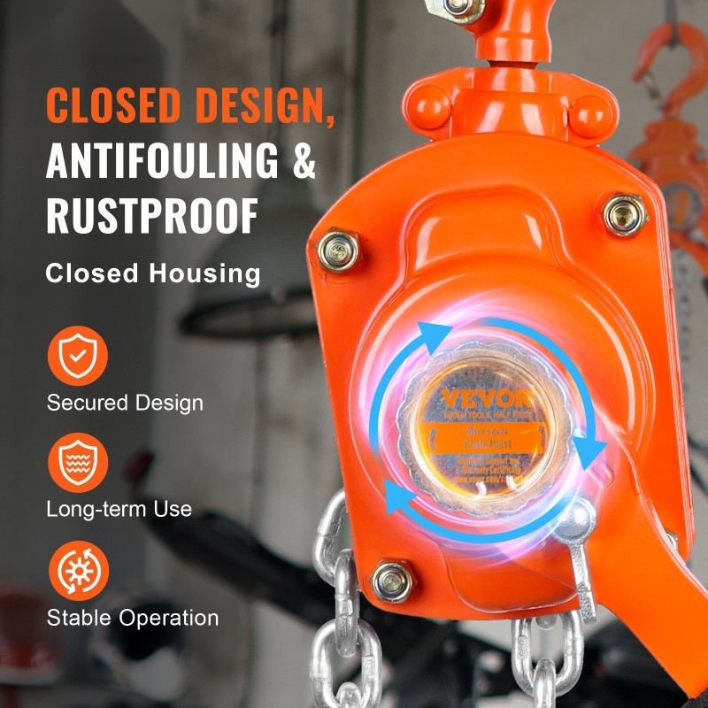 Vipukäyttöinen ketjunostin G80 sinkitty ketju 499,5 kg 1,5 m 360 asteen koukku