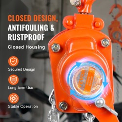 Manuaalinen viputalja 250 kg G80-sinkitty ketju seosteräsrunko Weston-jarru 360° koukku