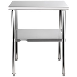 Valmistelupöytä ruostumattomasta teräksestä 76x76x91 cm säädettävällä alahyllyllä ja säädettävillä jaloilla