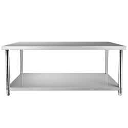 Ruostumattomasta teräksestä valmistettu valmistelupöytä 183x76x86 cm 249,5 kg kantavuus säädettävällä alatasolla