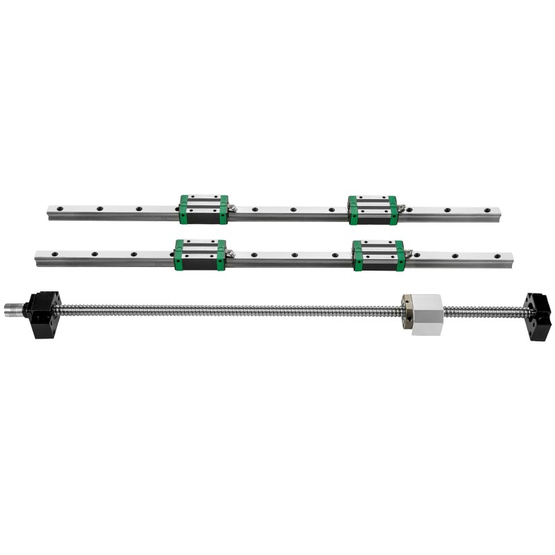 Lineaarikiskopaketti GCr15-teräksinen kaksi HGR20 700 mm kiskoa neljä kelkkaa RM1605 kuularuuvi