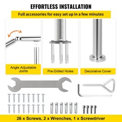 Portaankaide 304-ruostumattomasta teräksestä 4–5 portaalle säädettävä kulma 0–45° sisä- ja ulkokäyttöön