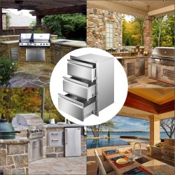 3-tasoinen ulkokeittiön laatikkomoduuli 201-ruostumatonta terästä koko 377×646×480 mm