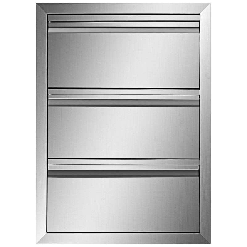 3-tasoinen ulkokeittiön laatikkomoduuli 201-ruostumatonta terästä koko 377×646×480 mm