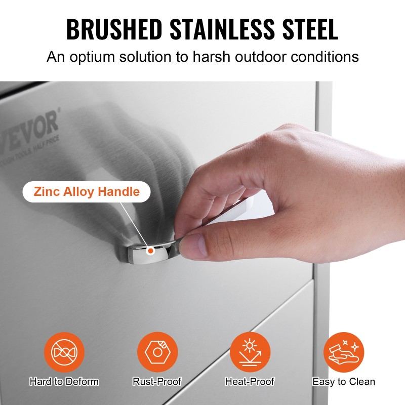 Ulkokeittiön kaksitasoinen upotettava laatikosto ruostumattomasta teräksestä 451 x 514 x 310 mm